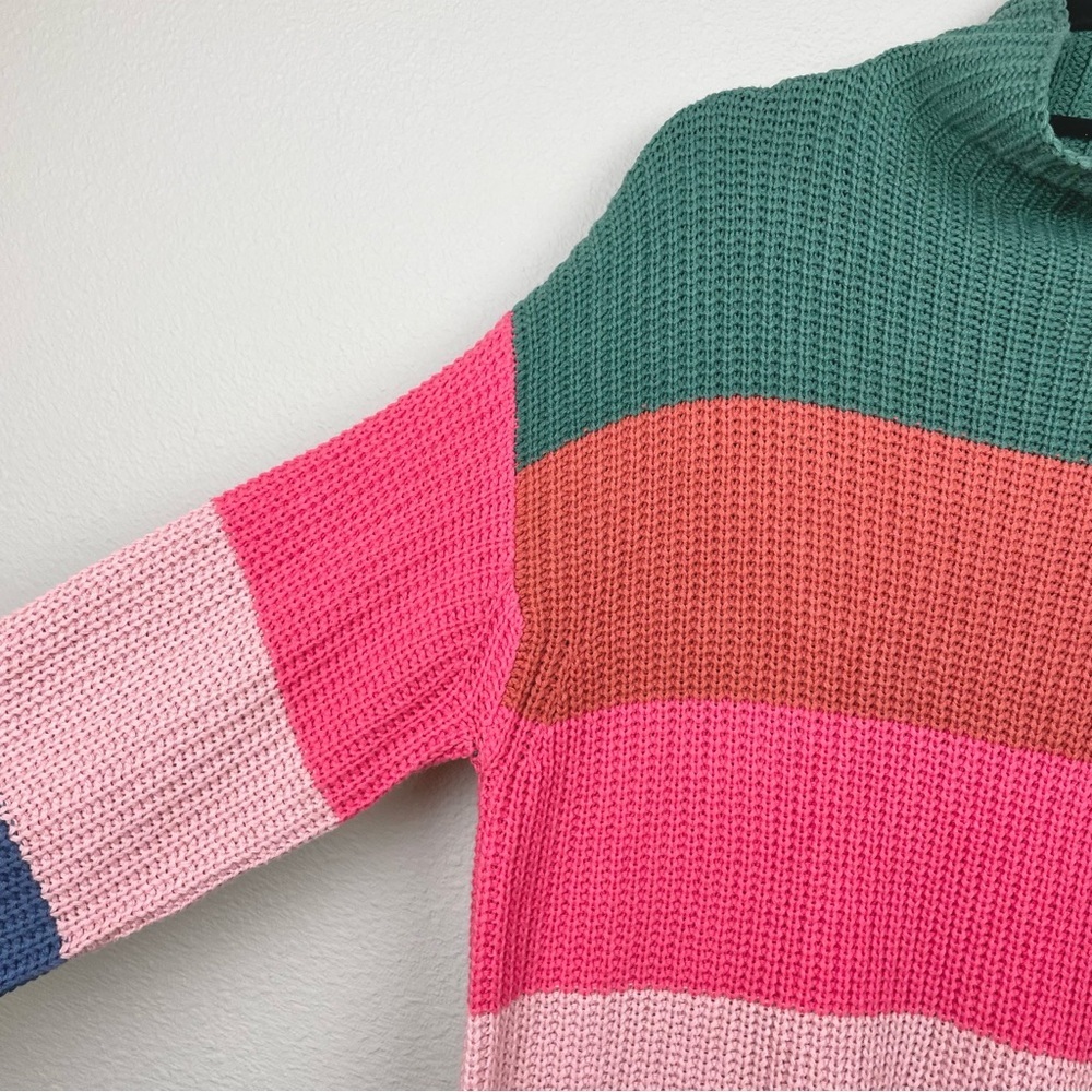 AMERICAN EAGLE OUTFITTERS Oversized Rainbow Striped Mock Neck Sweater Women's S - Picture 6 of 15